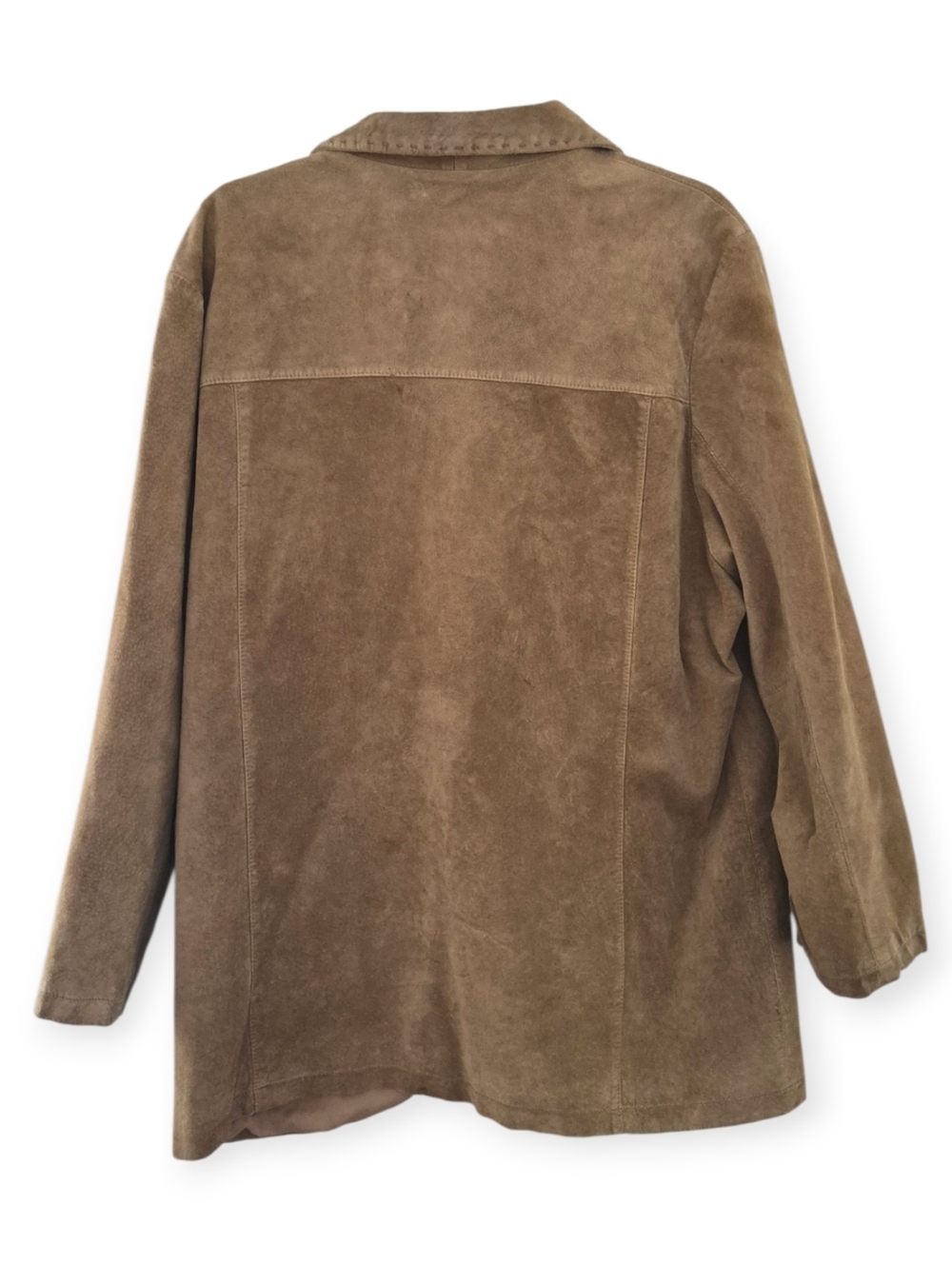 Vintage 1980s Eddie Bauer Suede Leather Jacket, XL Western Style, Latte Brown - Picture 3 of 13